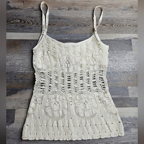 Anne Fontaine Tops - Anne Fontaine White Lace Crochet Tank Top Size XS